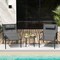 Grey Outdoor 3-Piece Bistro Set Sling Seat Chairs with Coffee Table Patio Furniture Set